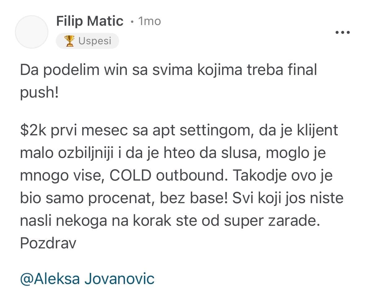 Filip Matić — rezultat